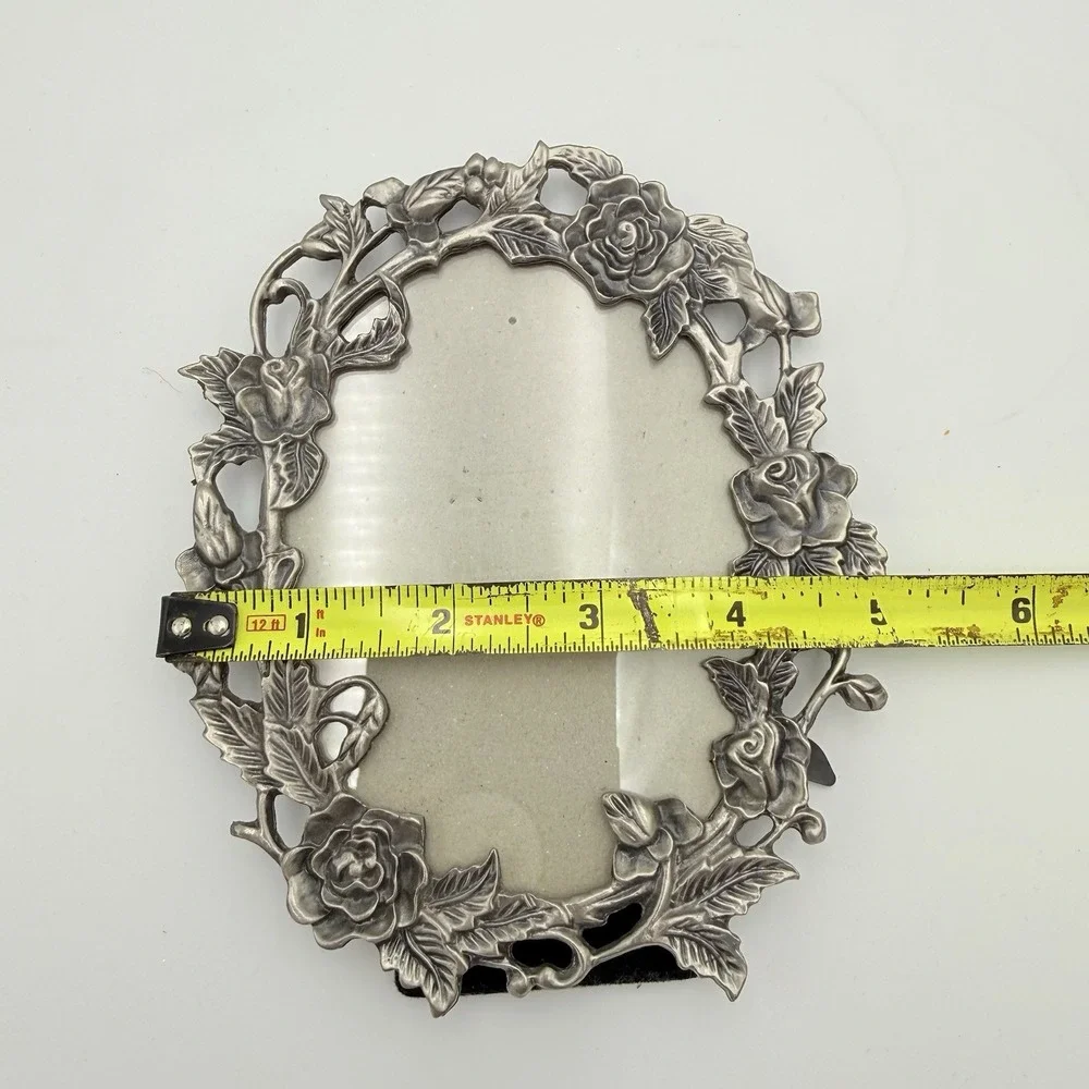 Vtg Ornate Metal Oval Picture Photo Frame 9